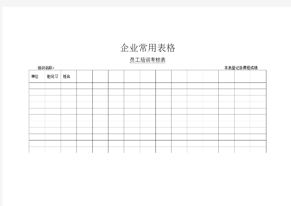 【企业常用表格】员工培训考核表