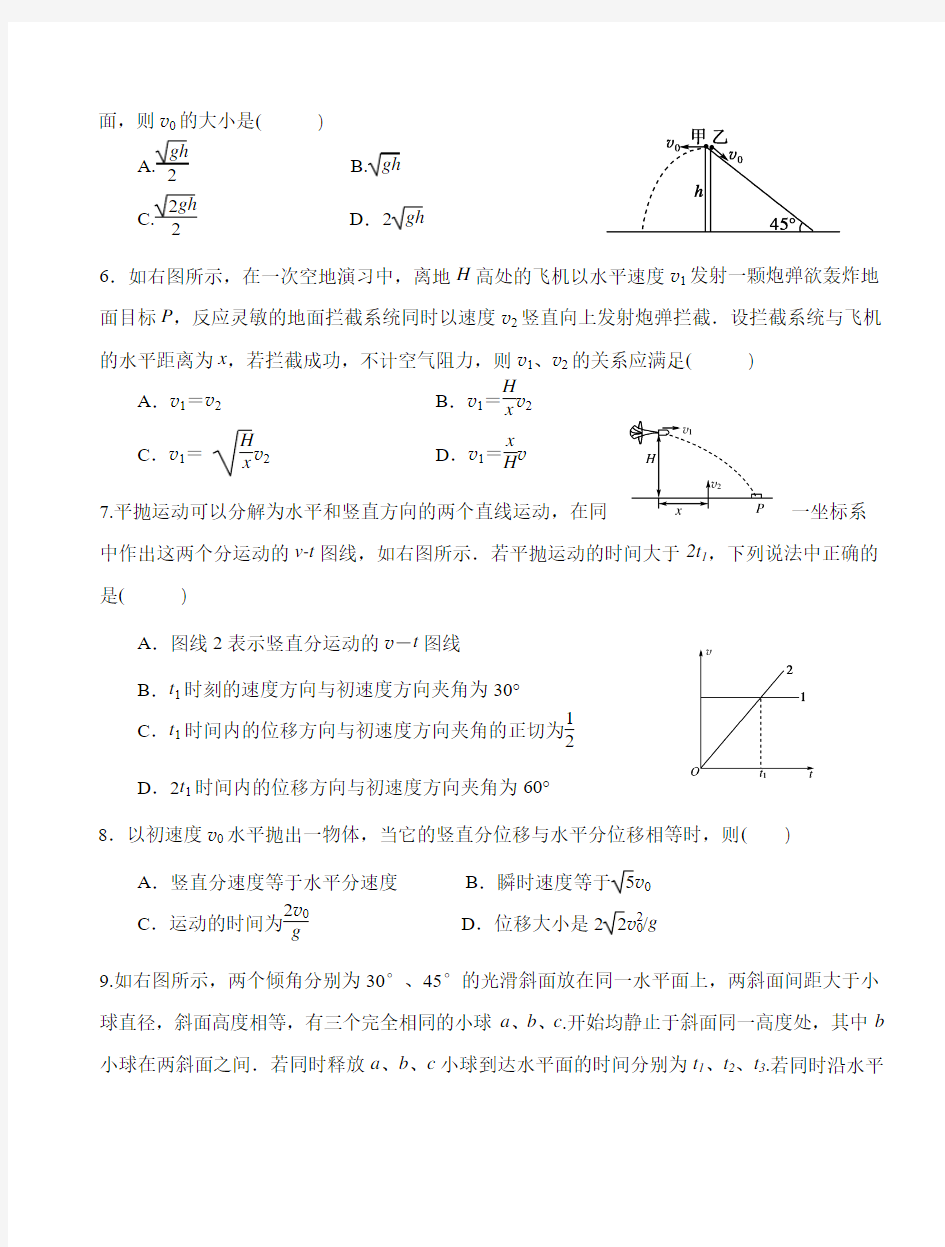 武义一中高一物理竞赛辅导八(曲线运动)