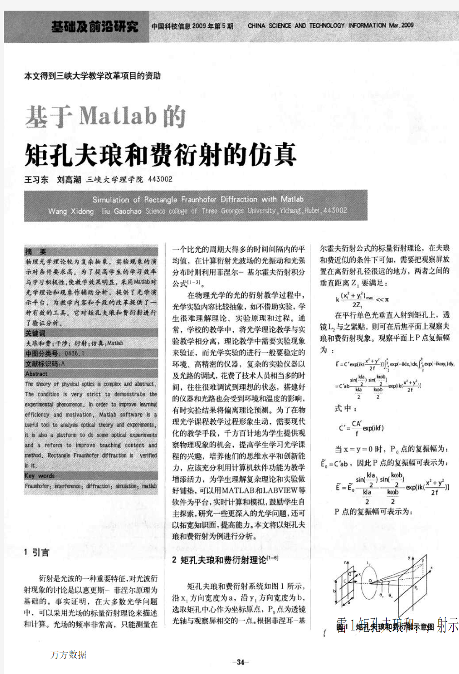 基于Matlab的矩孔夫琅和费衍射的仿真