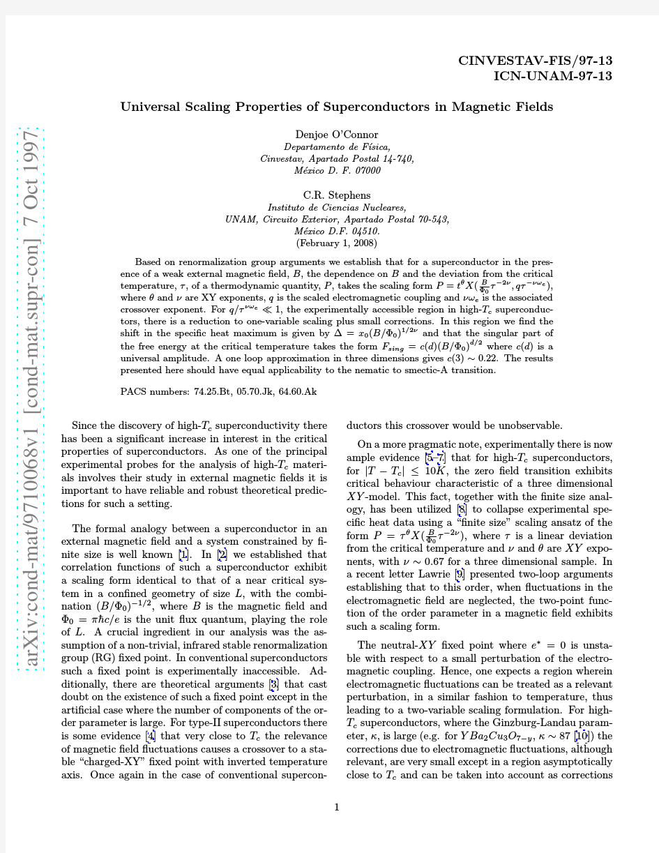 Universal Scaling Properties of Superconductors in Magnetic Fields
