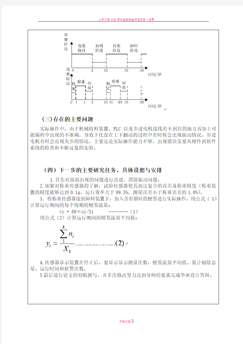 山东大学本科学生毕业论文(设计)中期检查汇报表