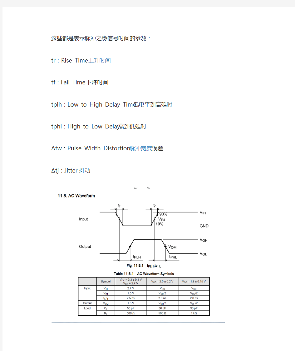 tr与tf与tplh与tphl与tw与tj分别是什么意思