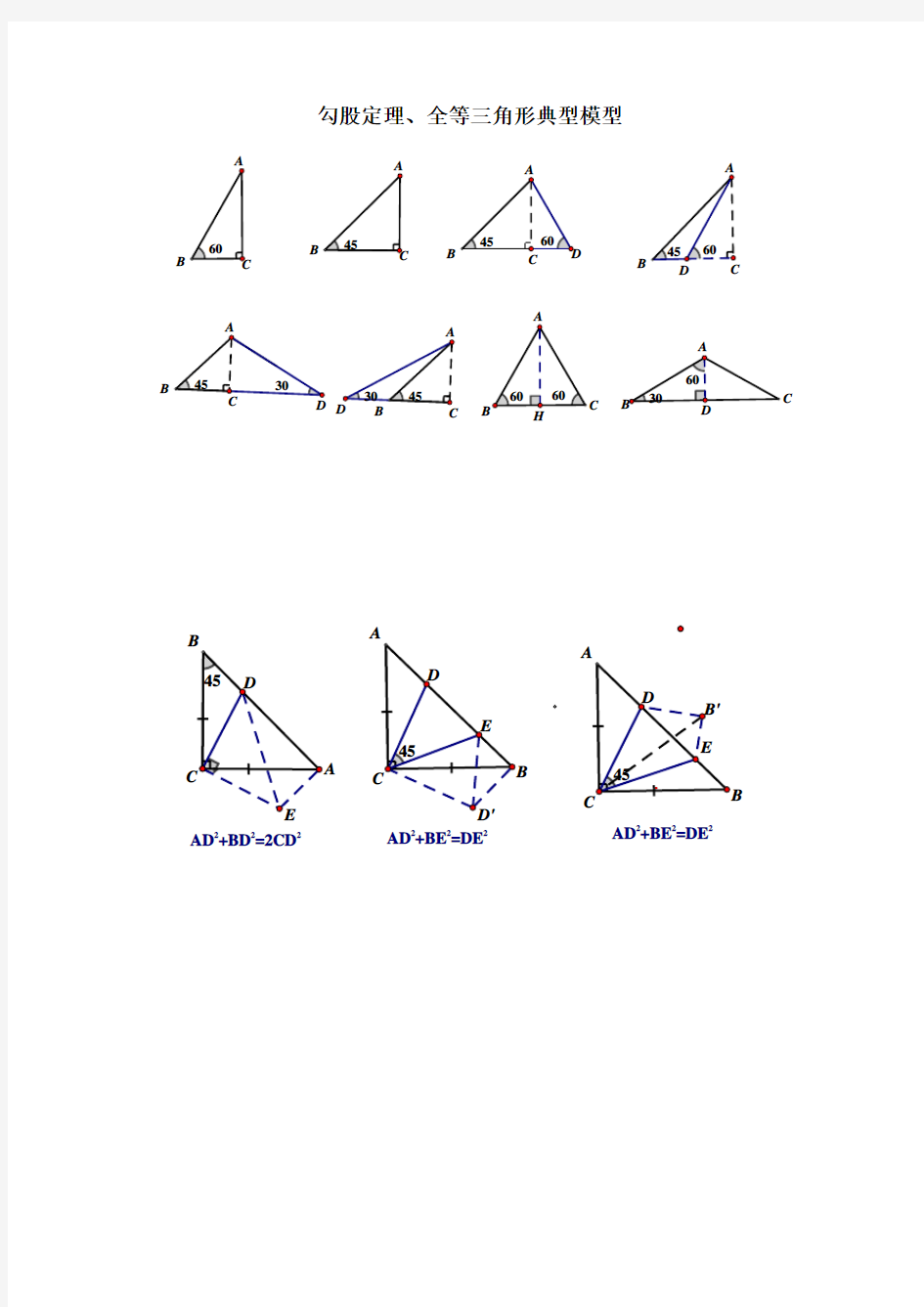 勾股定理、   全等三角形基本图形