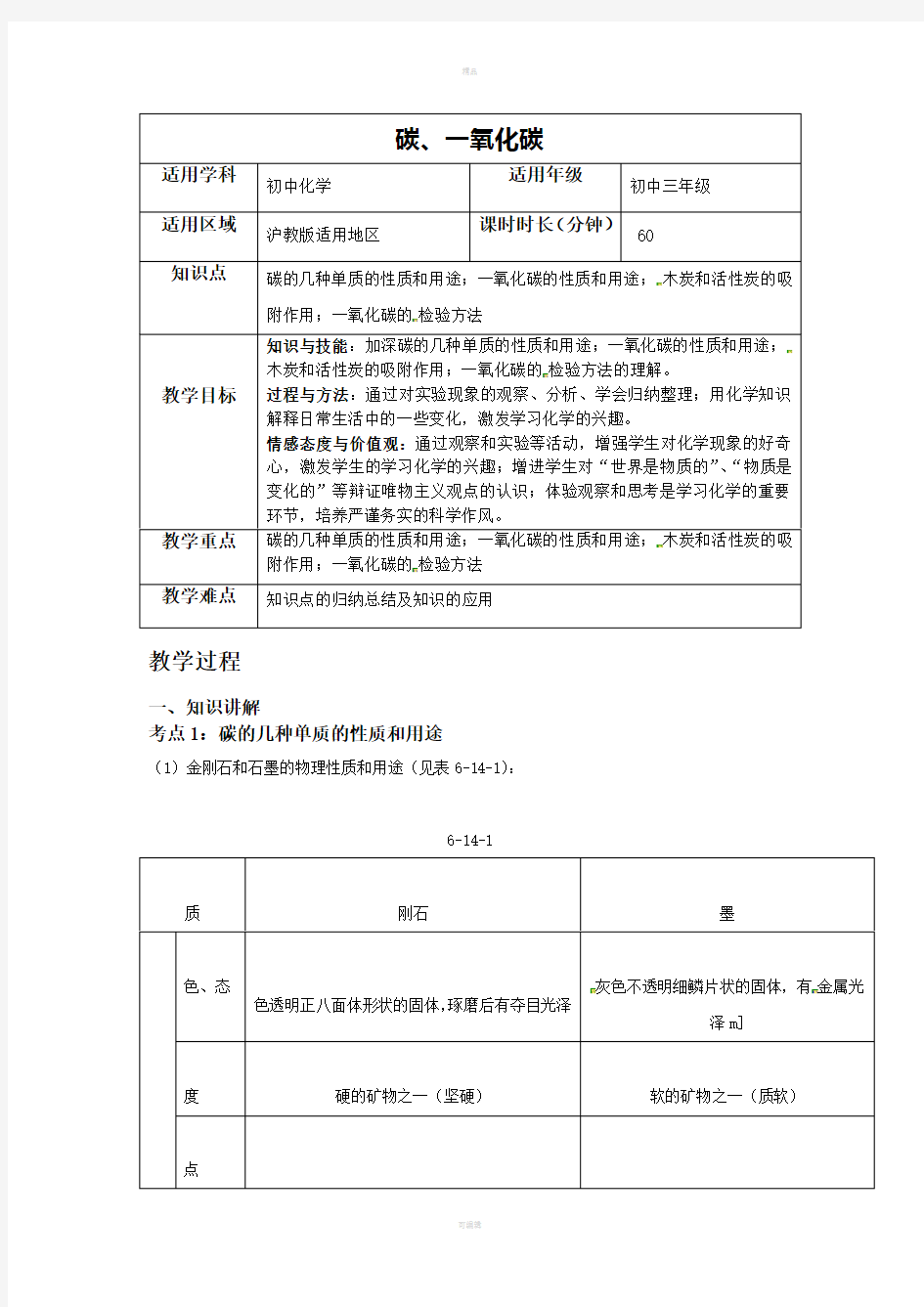 教案(碳、一氧化碳)