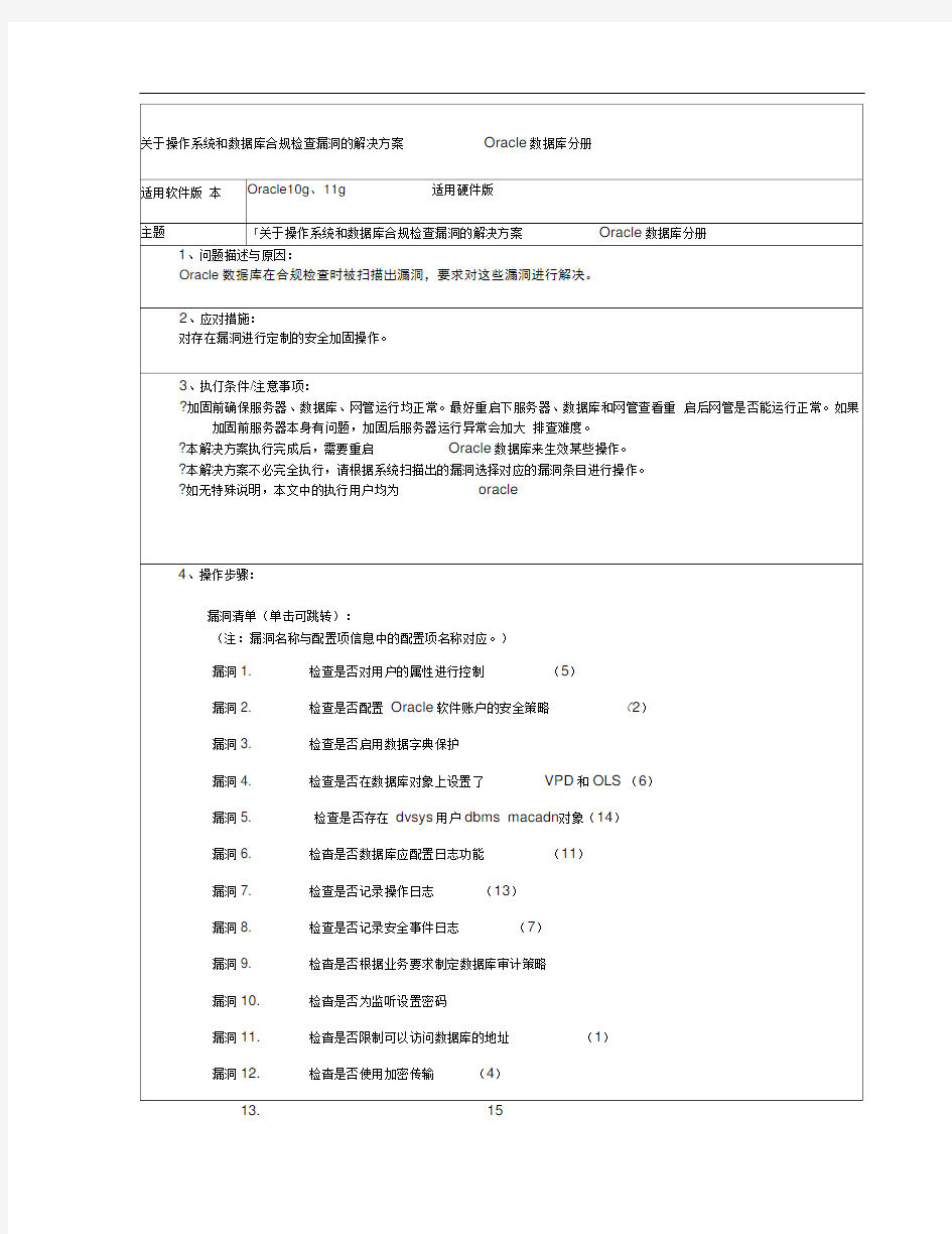 完整版Oracle漏洞扫描安全加固