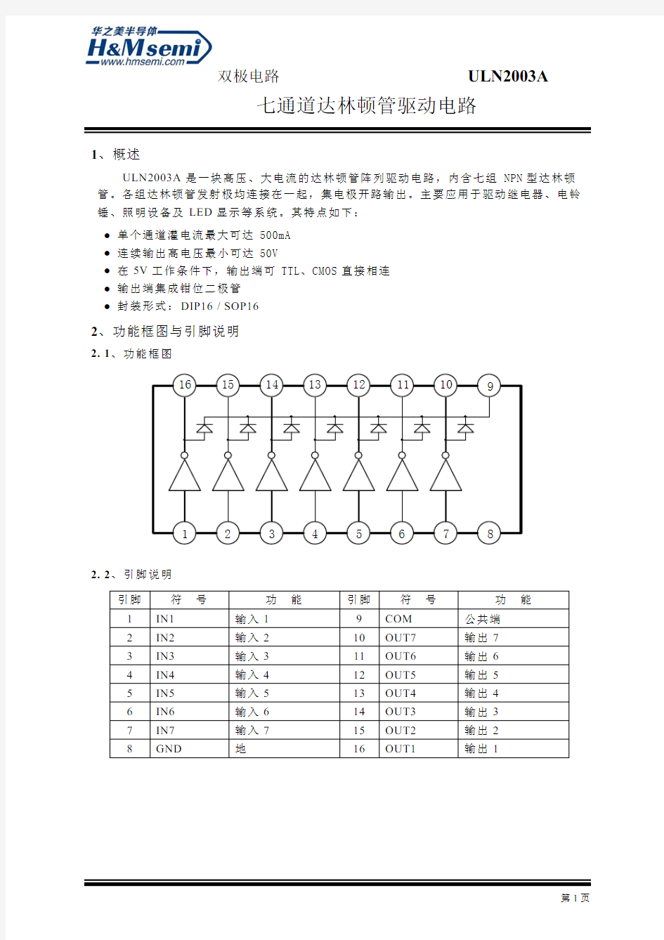 七通道达林顿管驱动电路