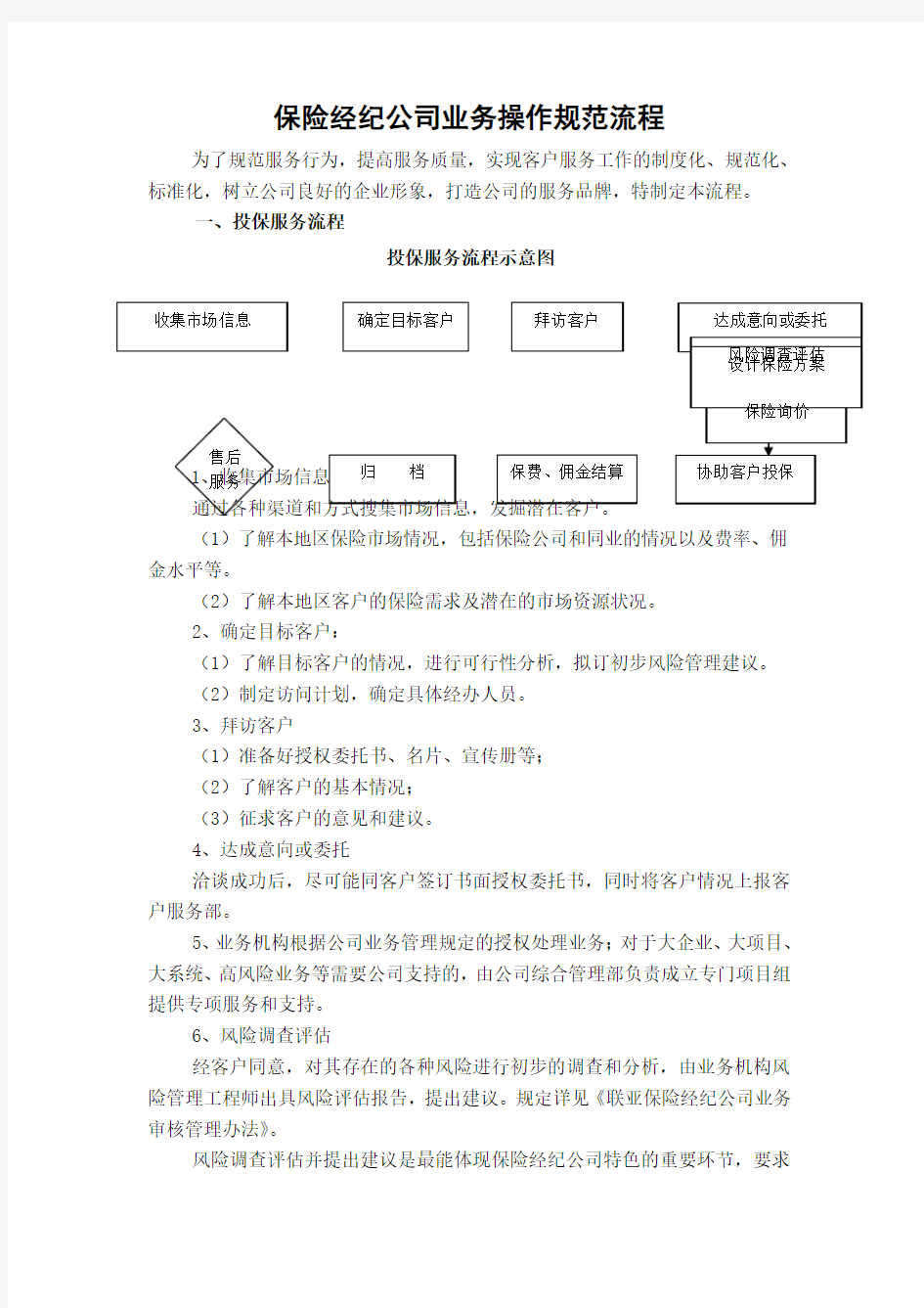 保险经纪公司业务操作规范流程