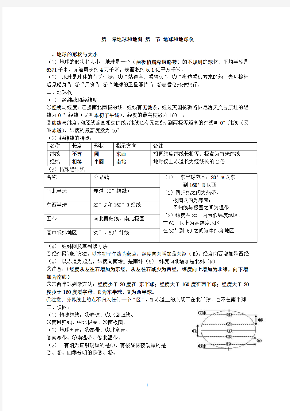 2018地球和地图复习教案