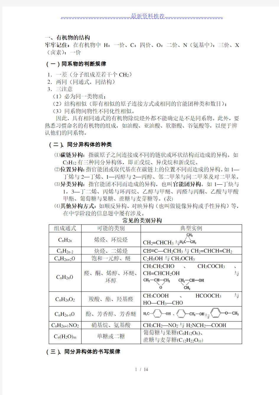 高中化学选修5知识点整理