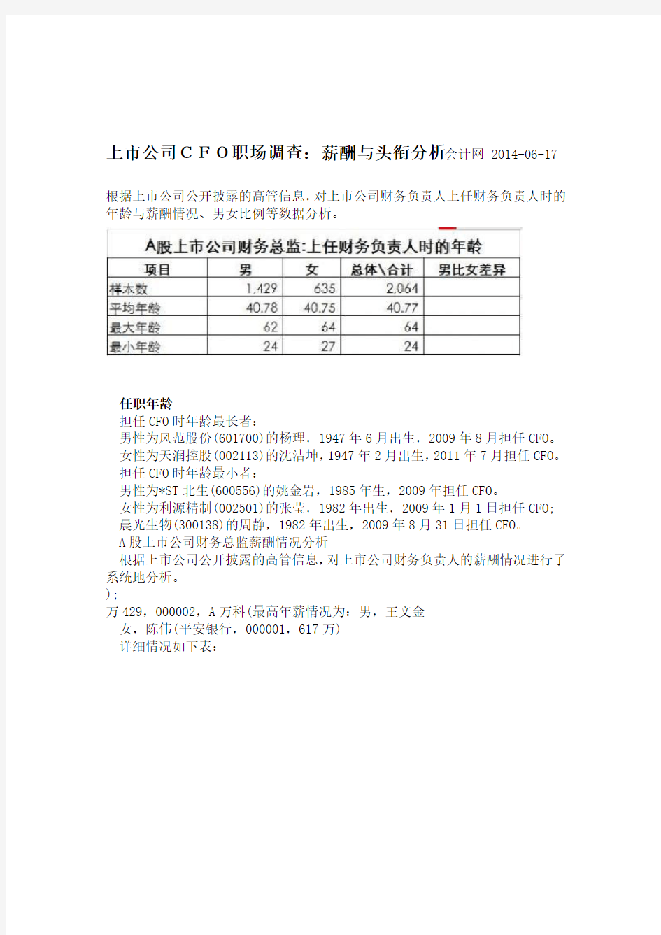 上公司财务总监职场调查：薪酬与头衔分析