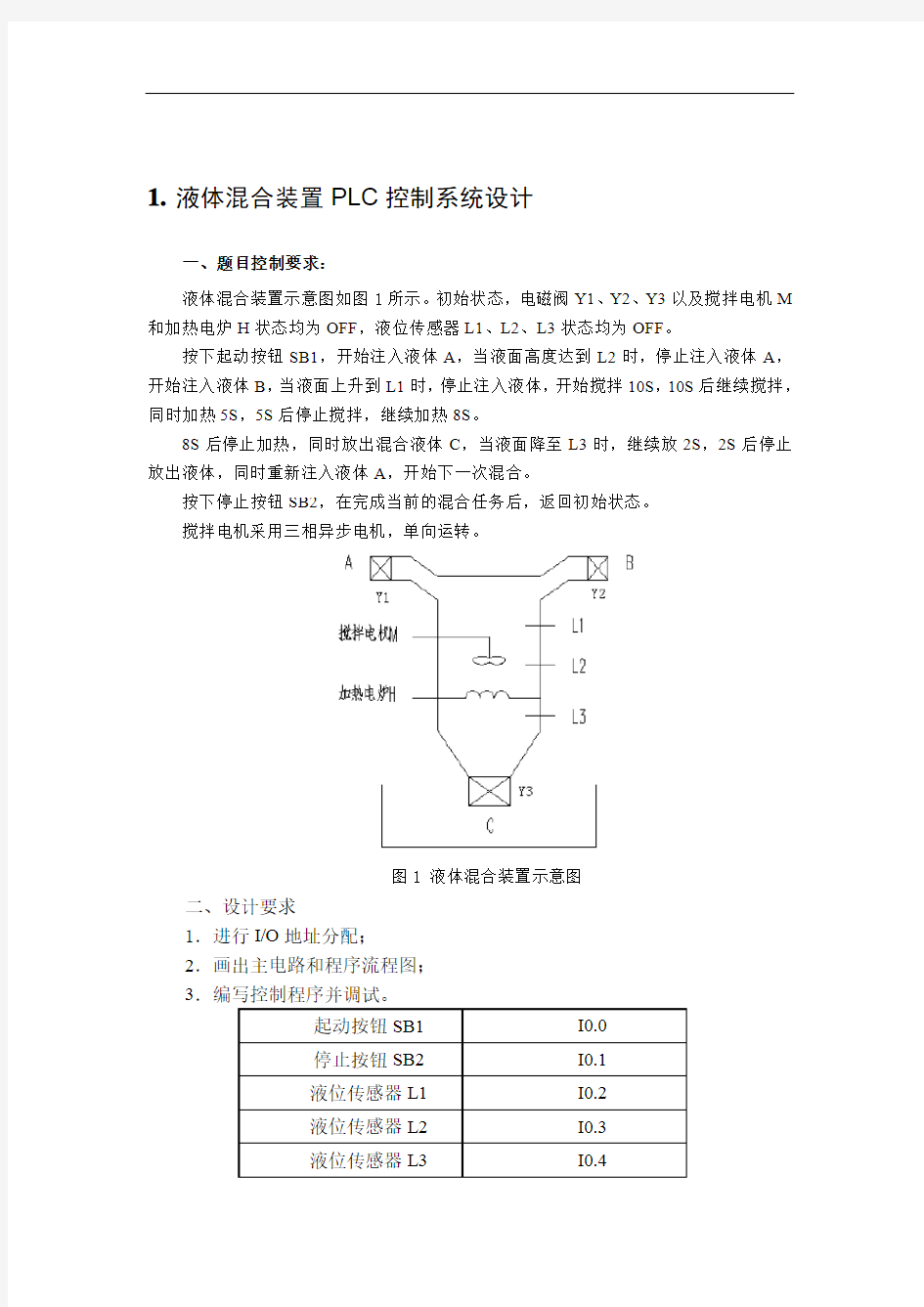 液体混合装置PLC控制系统设计