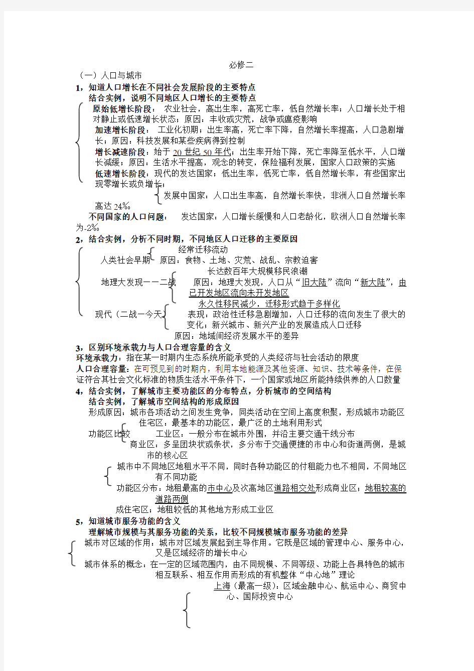 广东高中学业水平考试地理知识