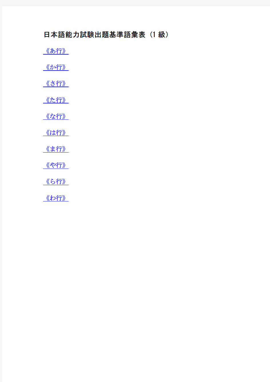 日本语能力试験出题基准语汇表(1级)
