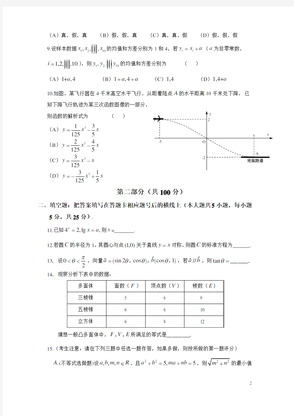 2014年陕西高考理科数学真题及解析(word版)