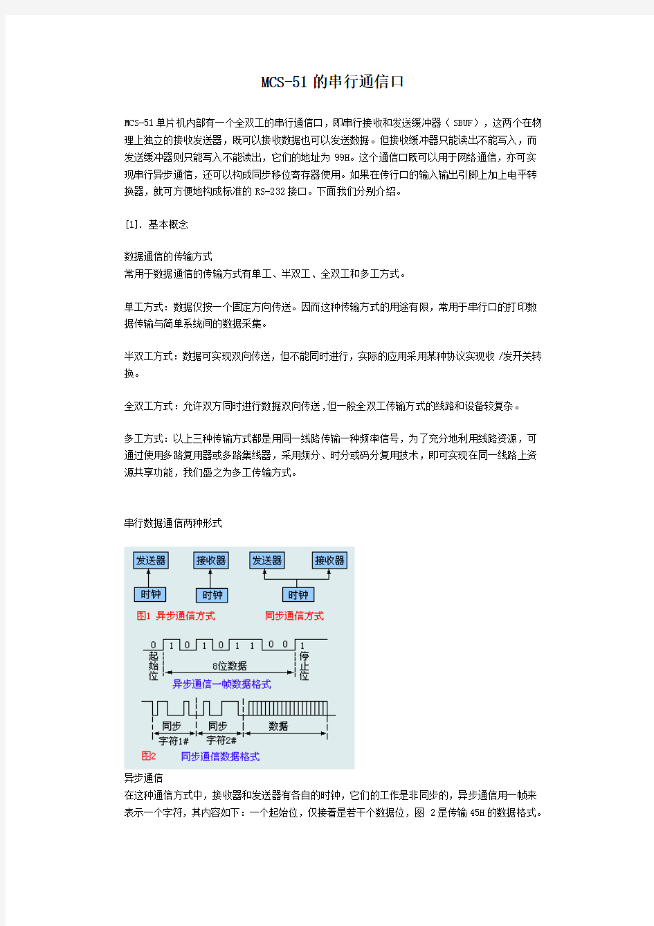 MCS-51单片机的串行通信口