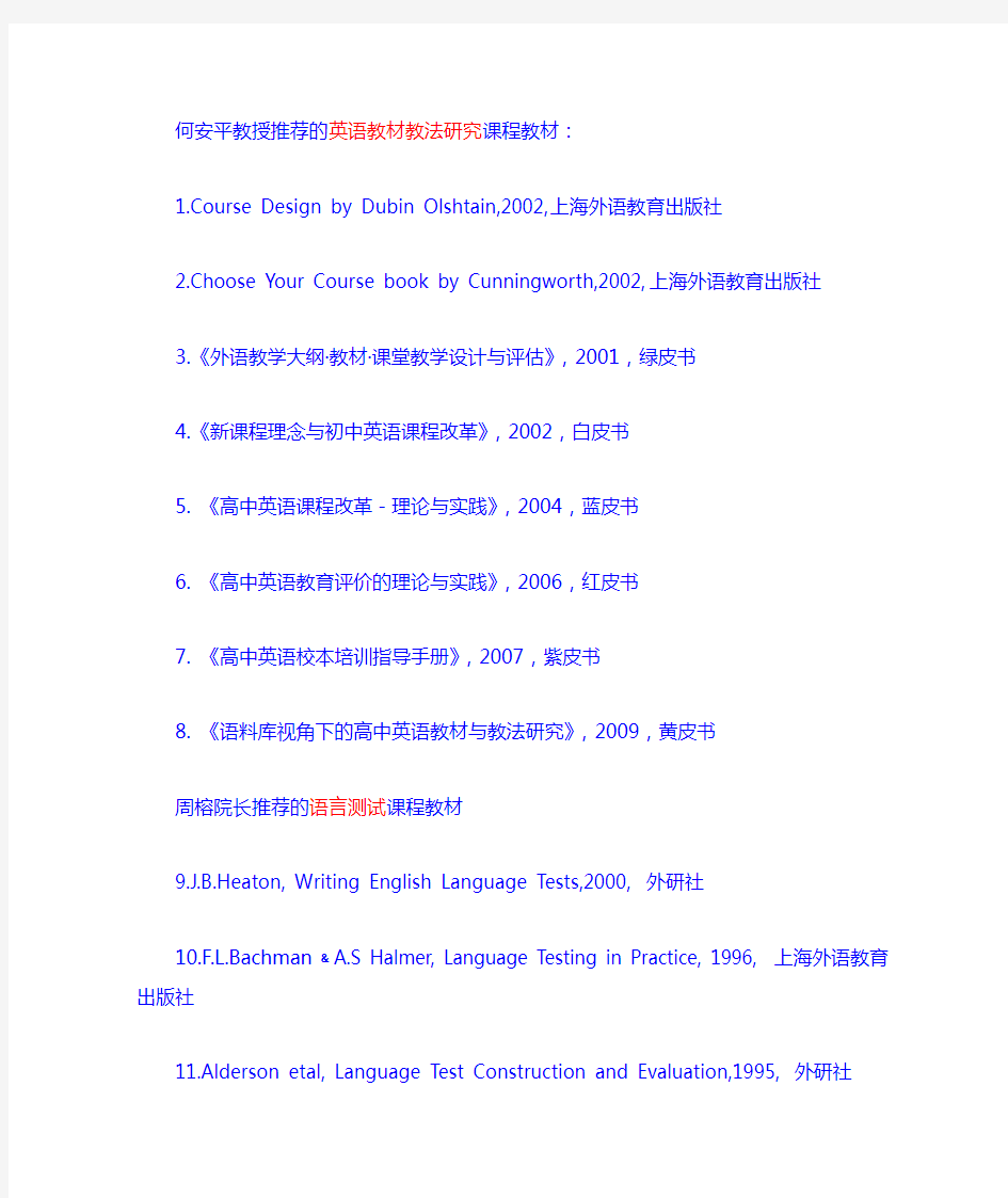 周榕院长和何安平教授推荐的语料库和语言测试阅读书目