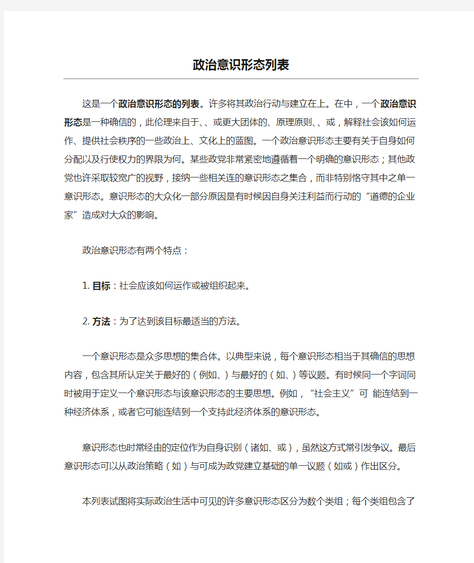 政治意识形态列表