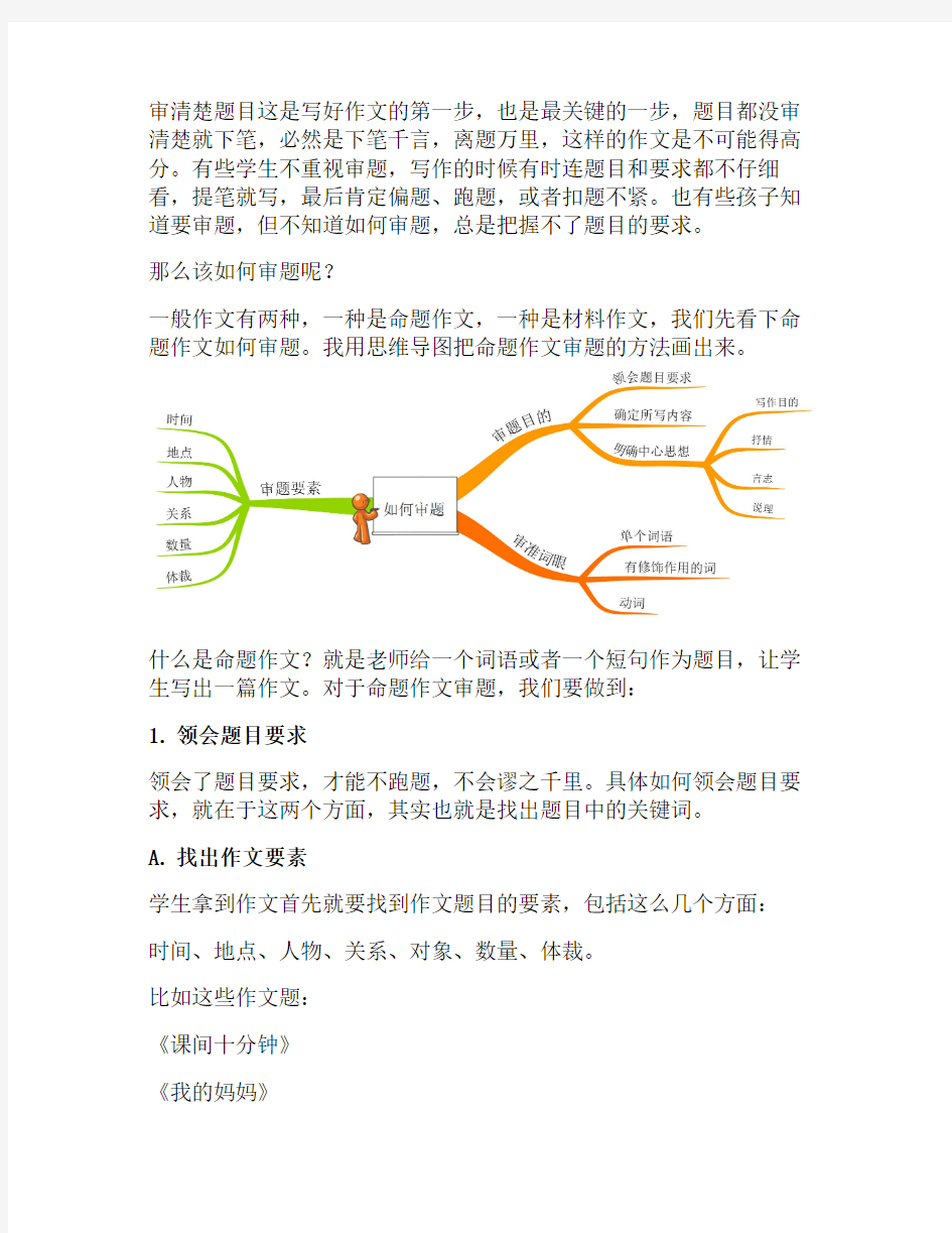 中小学生命题作文审题的方法和技巧