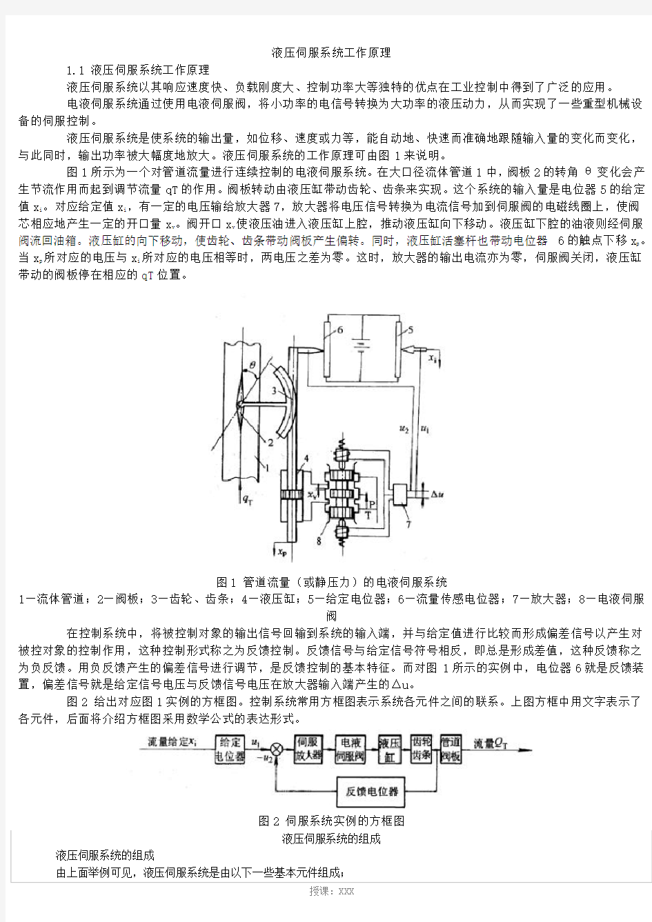 液压伺服系统工作原理