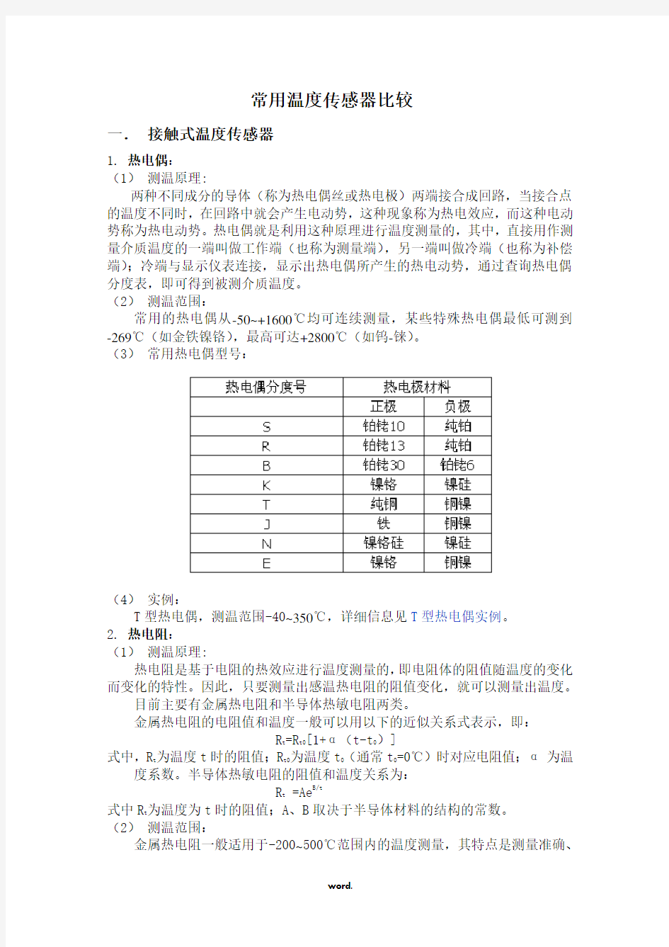 常用温度传感器比较#(精选.)