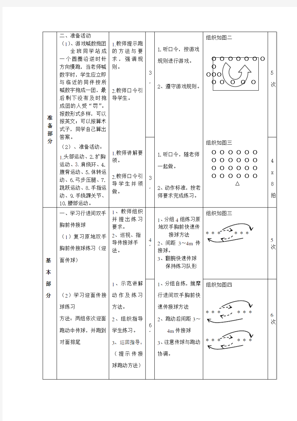 (完整版)行进间双手胸前传接球教案(完整版)