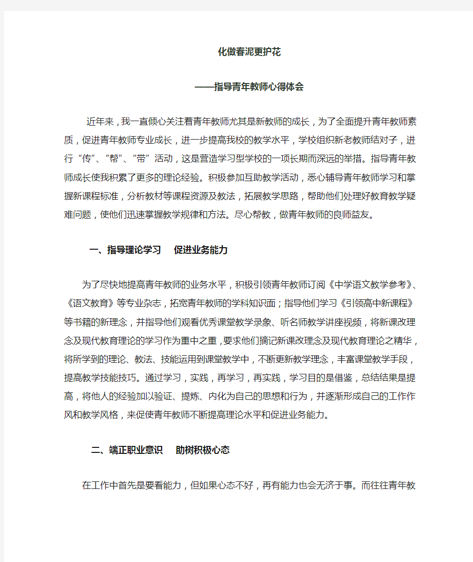 指导青年教师心得体会