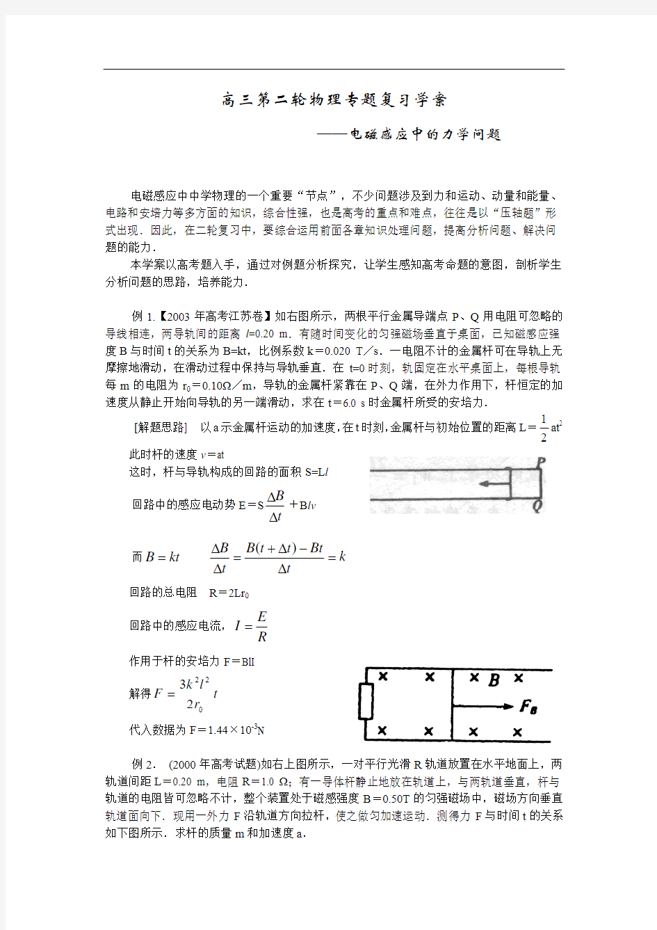 高中物理专题15：电磁感应力学综合题