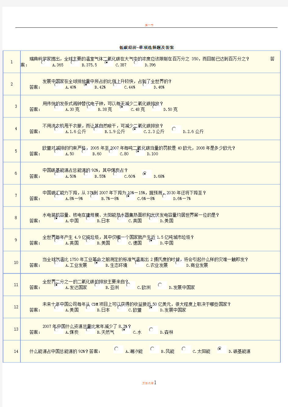 12.低碳经济考试全真试卷及答案完整版