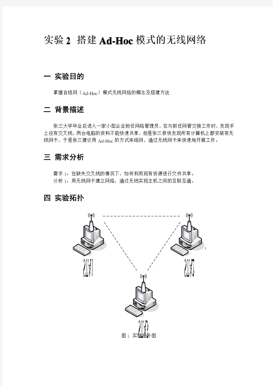 实验2 搭建Ad-Hoc模式的无线网络