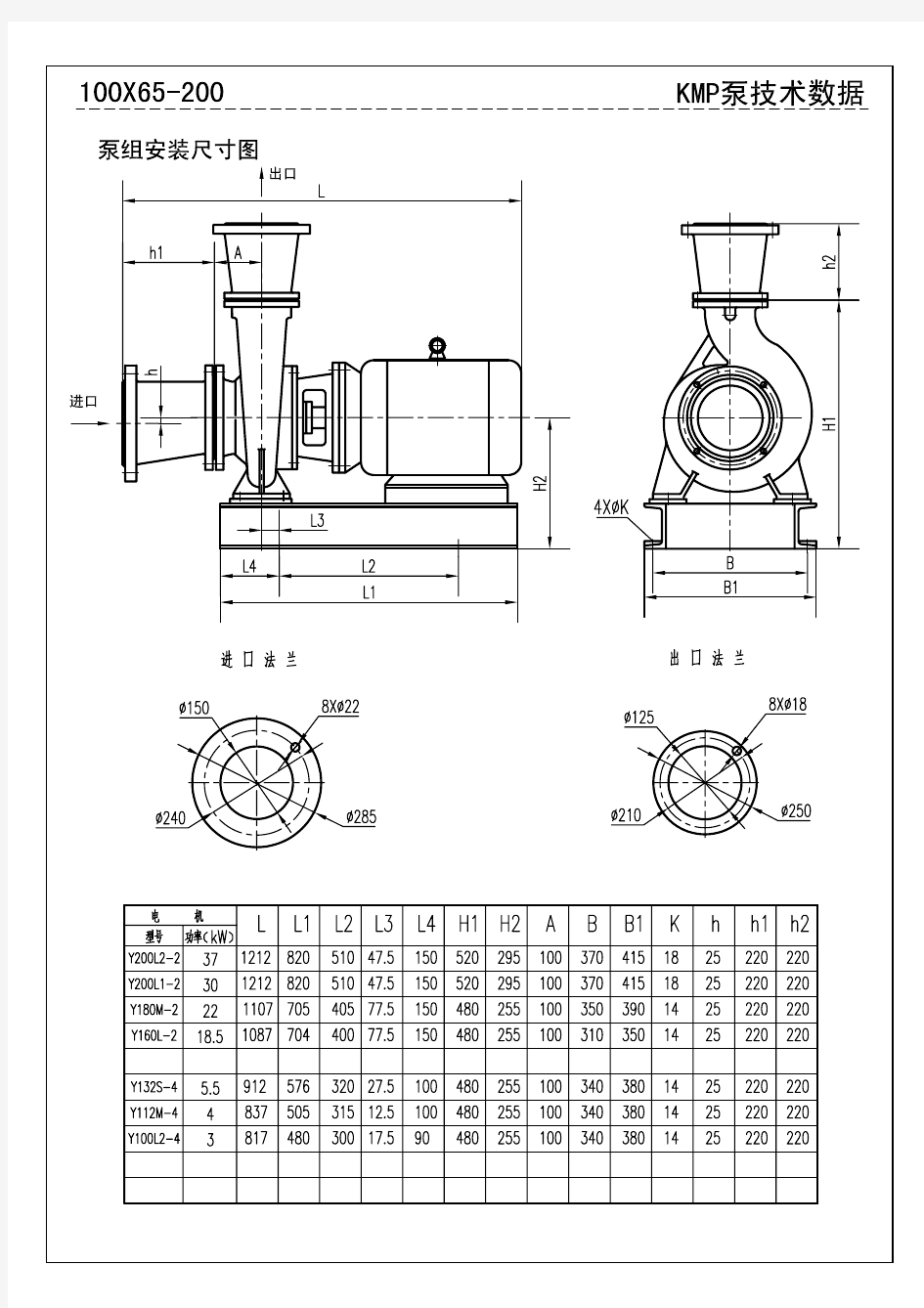 水泵选型样本KMP100X65-200