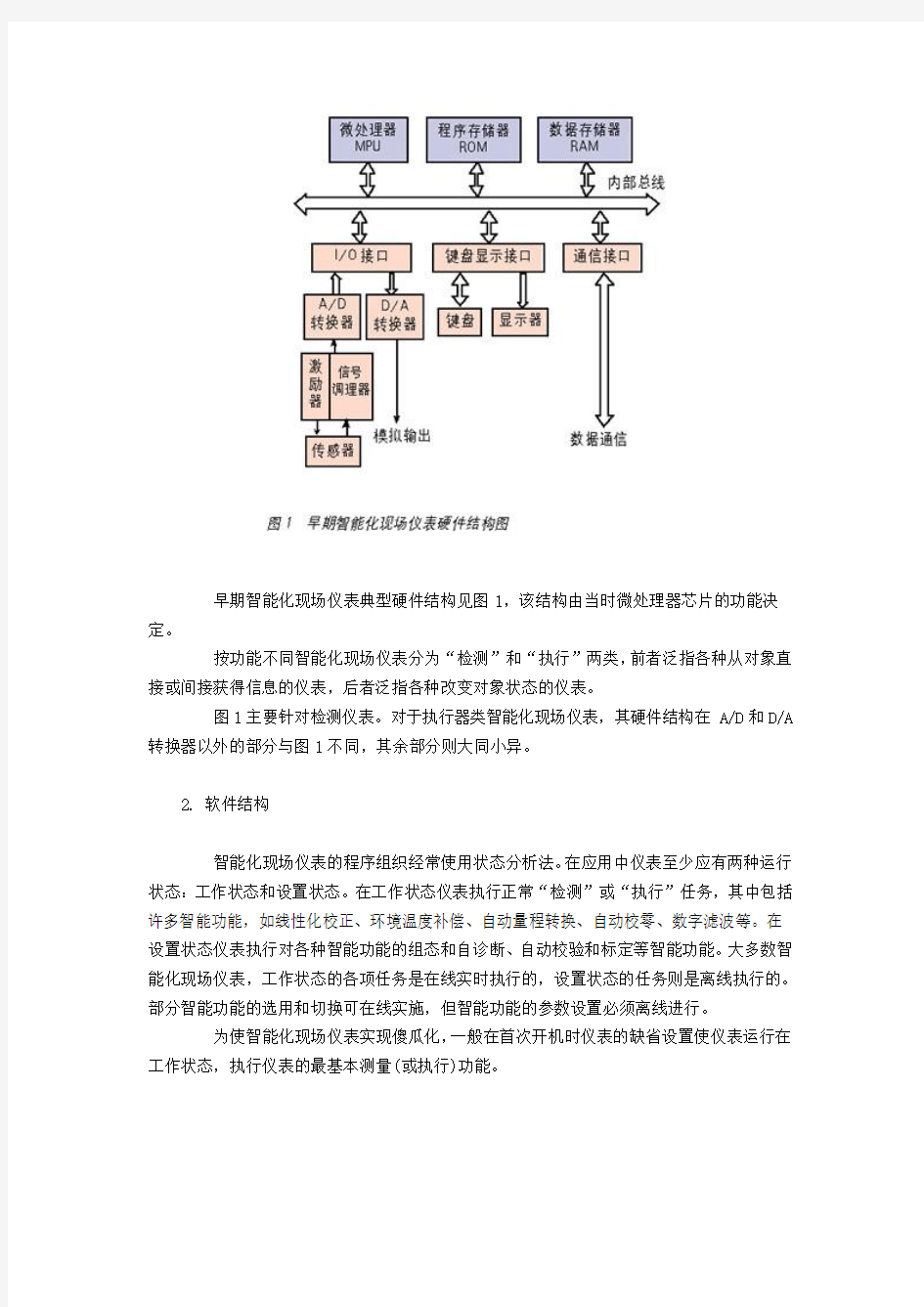 智能化现场仪表的结构