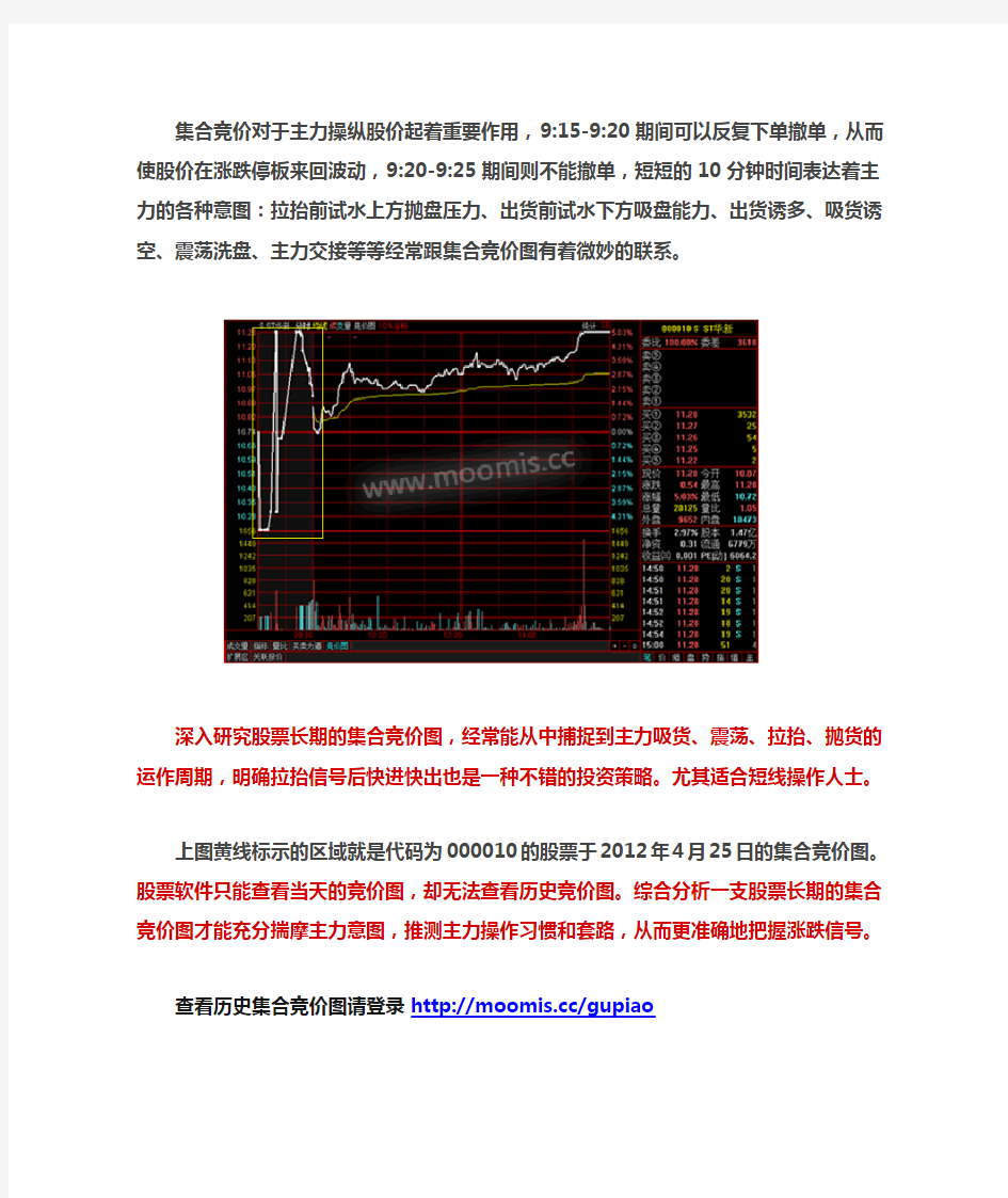 分析股票历史竞价图能进一步把握主力资金的操作规律