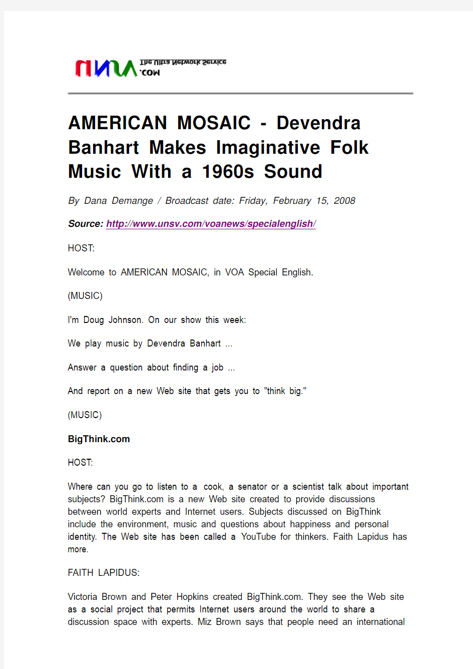 AMERICAN MOSAIC - Devendra Banhart Makes Imaginative Folk Music With a 1960s Sound