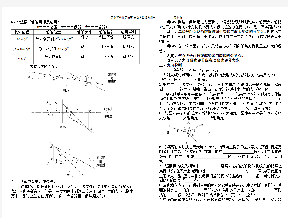 八年级物理 光的折射知识点总结 