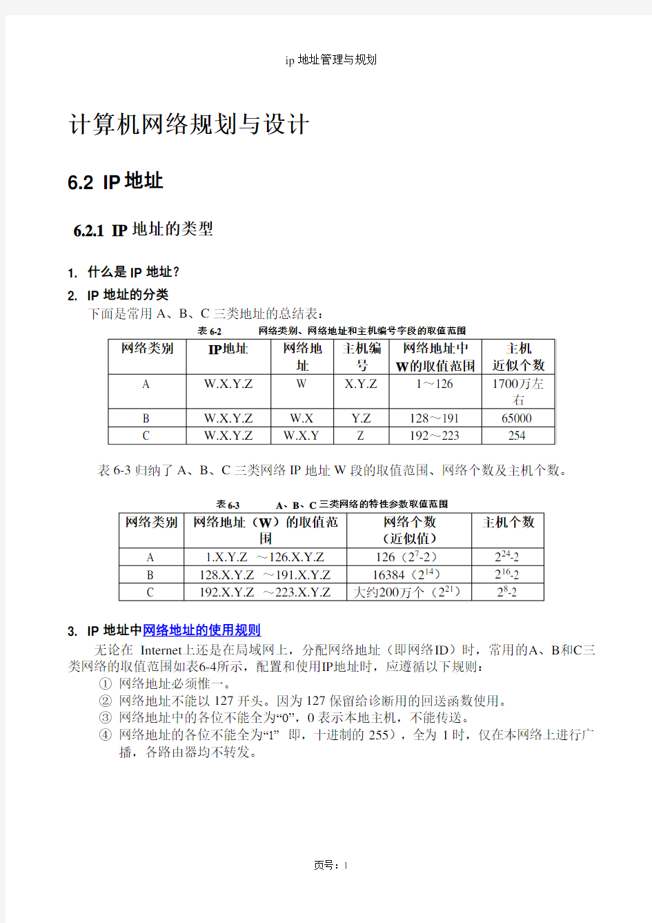 ip地址管理与规划