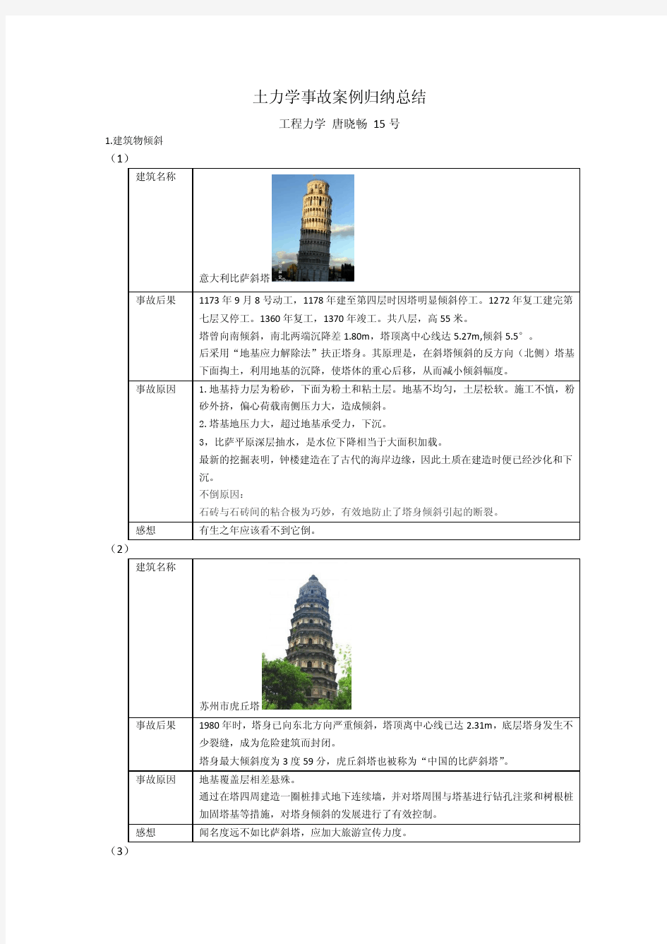 土力学事故案例分析个人总结