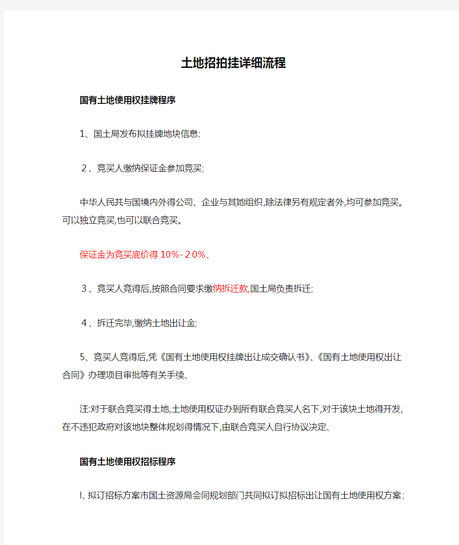 土地招拍挂详细流程