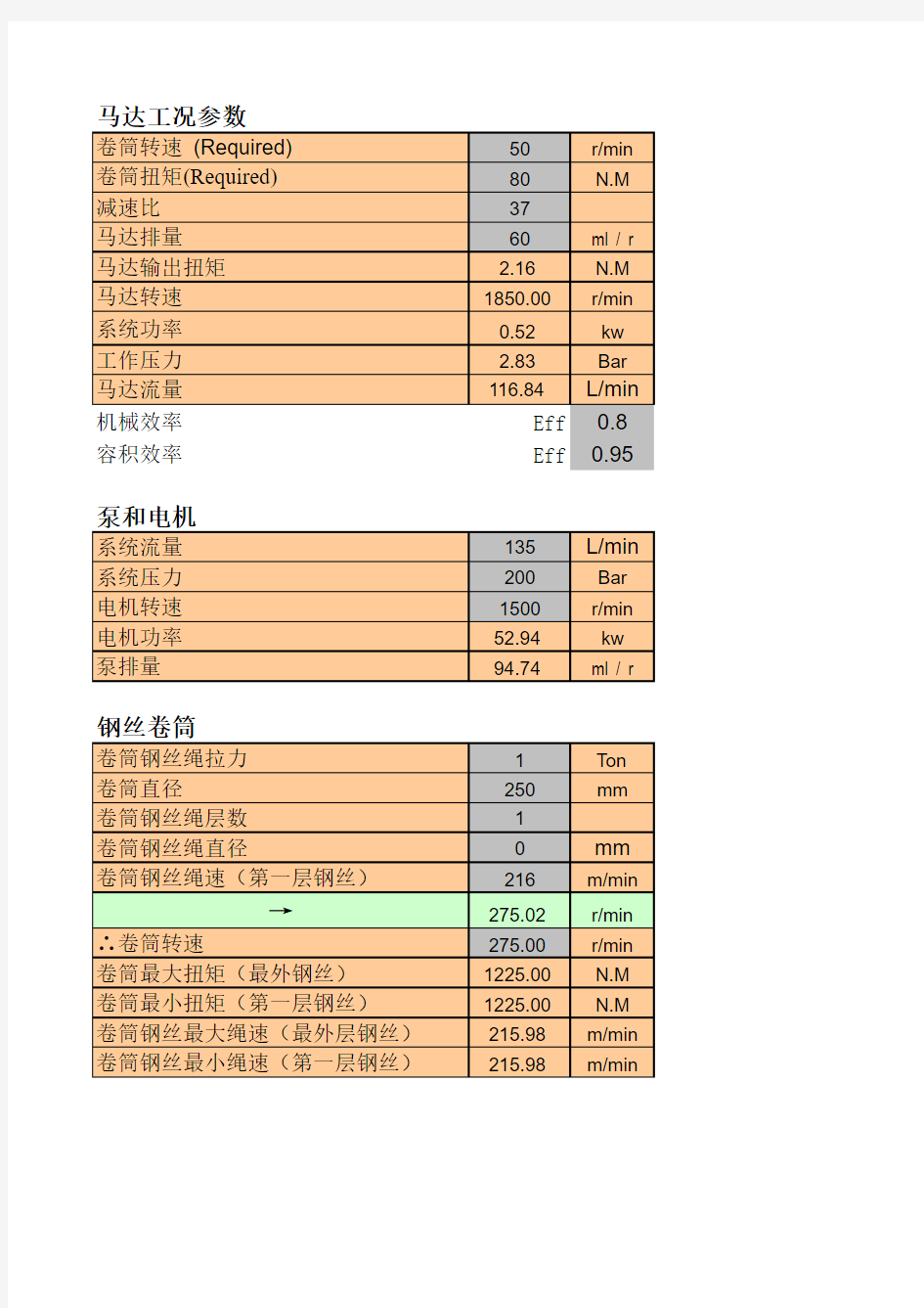 液压系统计算公式大全