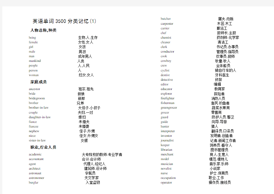 高考英语单词3500分类记忆