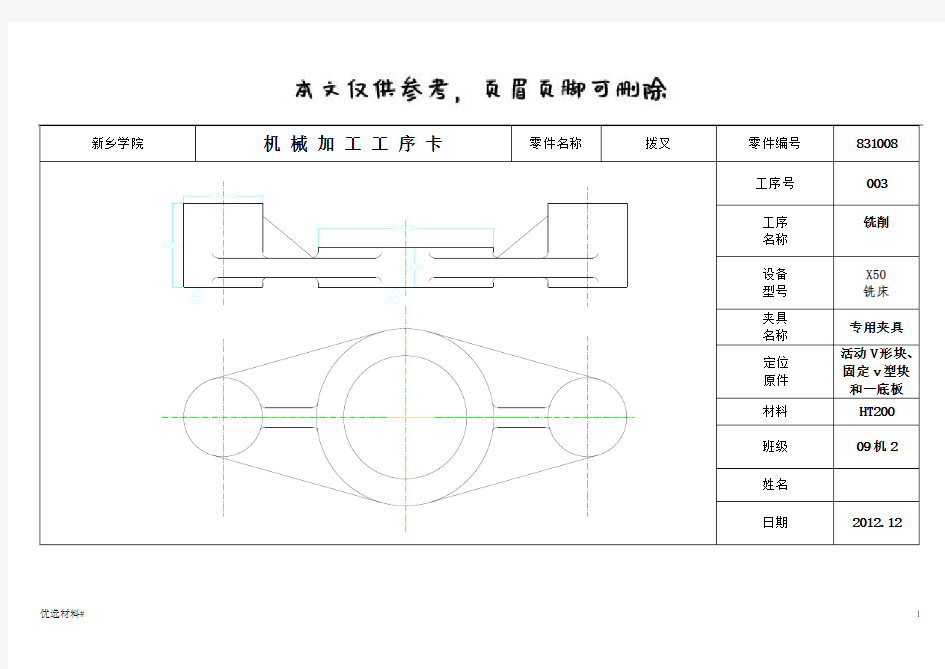 CA6140车床拨叉831008工序卡片(严选优质)