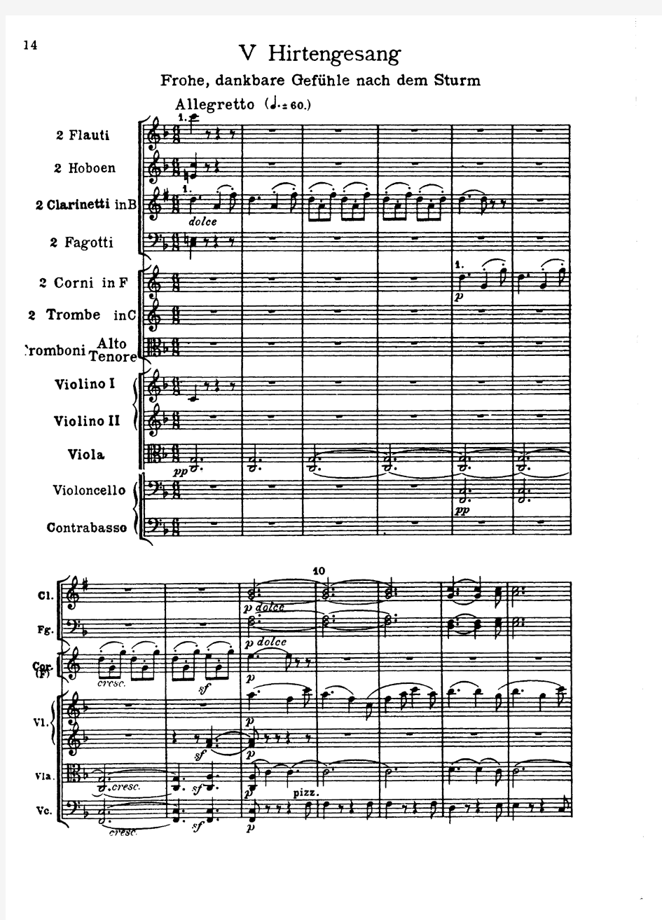 贝多芬第六交响曲(田园)第五乐章总谱