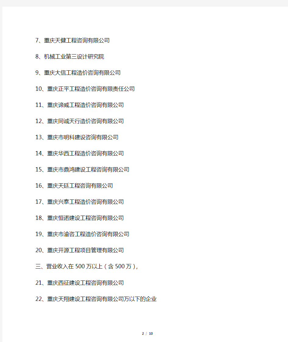 重庆市咨询单位排名