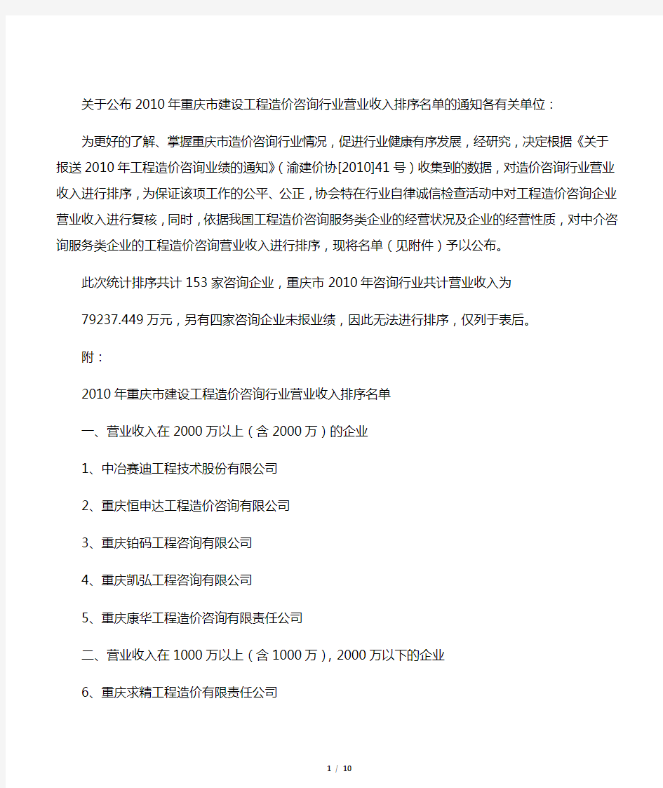 重庆市咨询单位排名