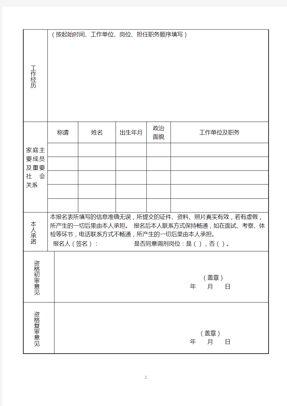 祁阳县2020年公开引进招聘中小学教师报名登记表