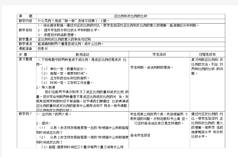 7正比例和反比例的比较