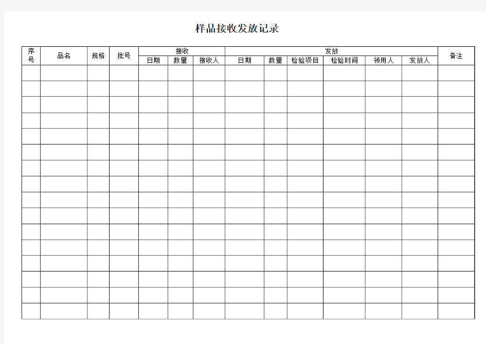 样品接收发放记录