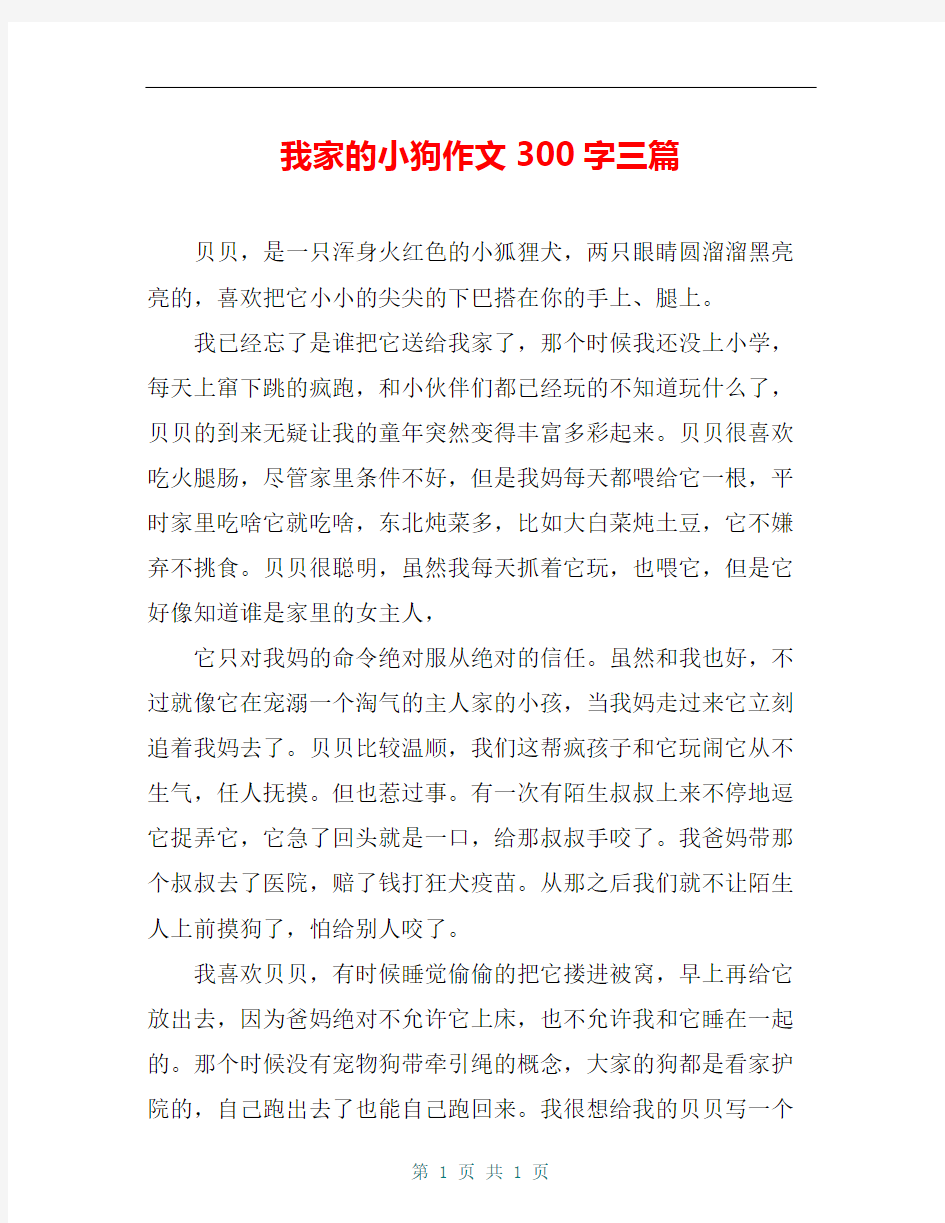 我家的小狗作文300字三篇