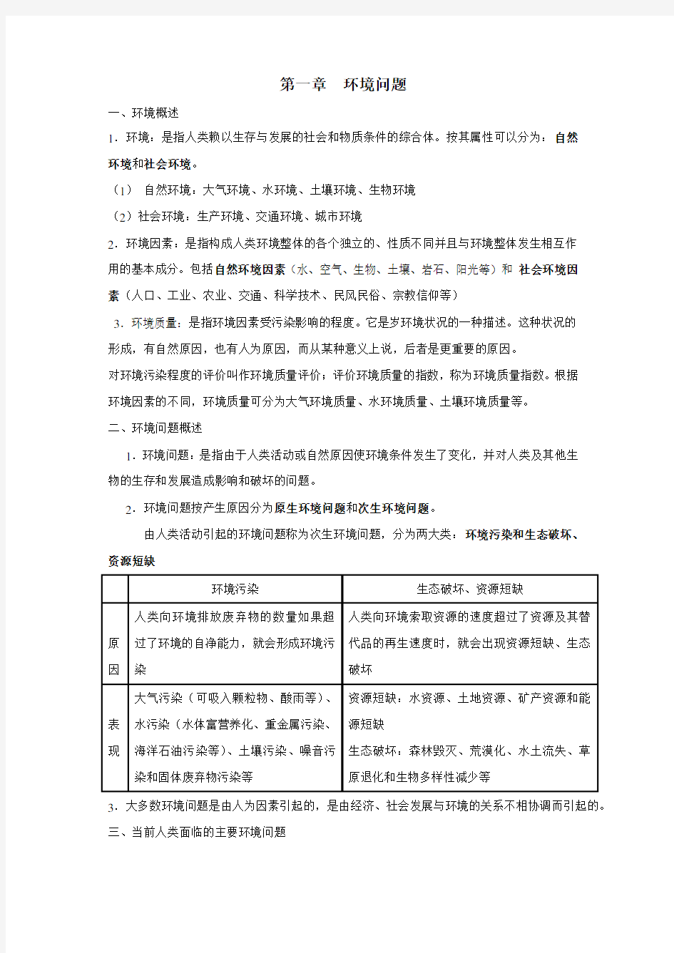 环境保护知识点汇总 