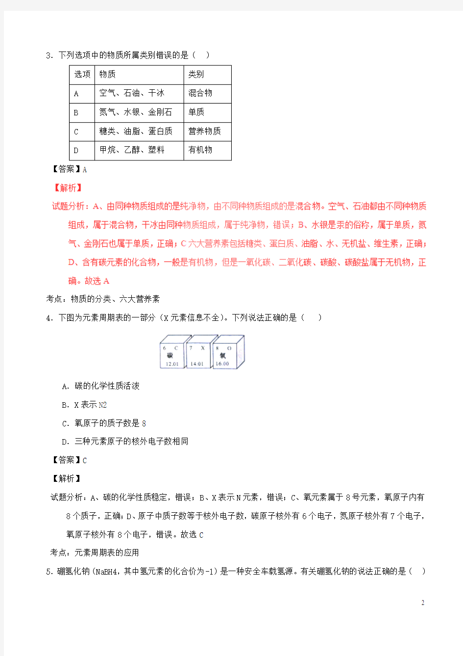 安徽省2016年中考化学真题试题(含解析)