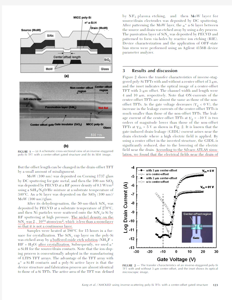 Active-matrix organic light-emitting diode using inverse-staggered poly-Si TFTs